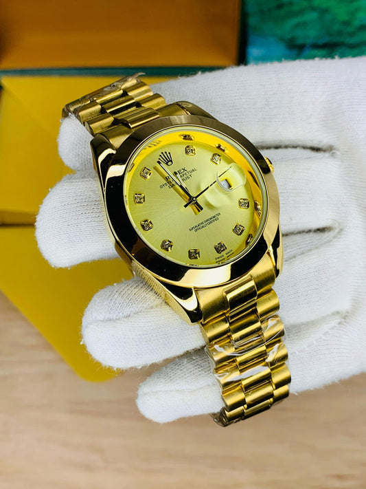 Date Just Stainless Steel 36 mm Golden Dial